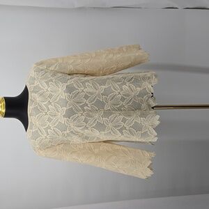 Grace Chuang New York Top Womens Yellow Floral Cut Lace Formal Shirt Size Large